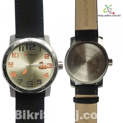 Curren 8254 Silver Dialer With Black Belt Watch